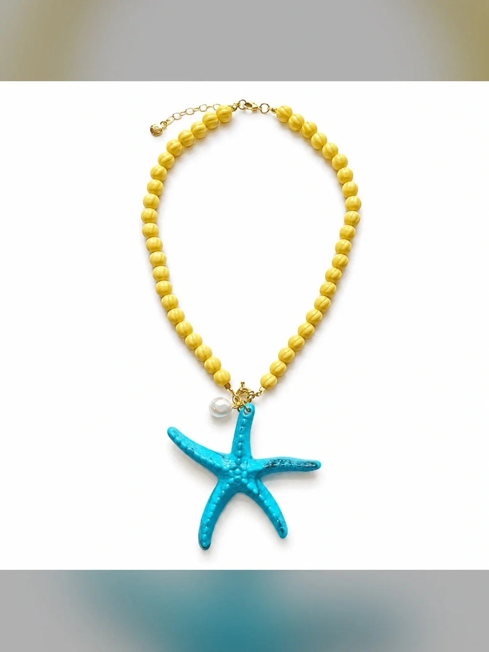 Mayamar Brand New Starfish Yellow Bead and Turquoise Starfish with Pearl Accent
